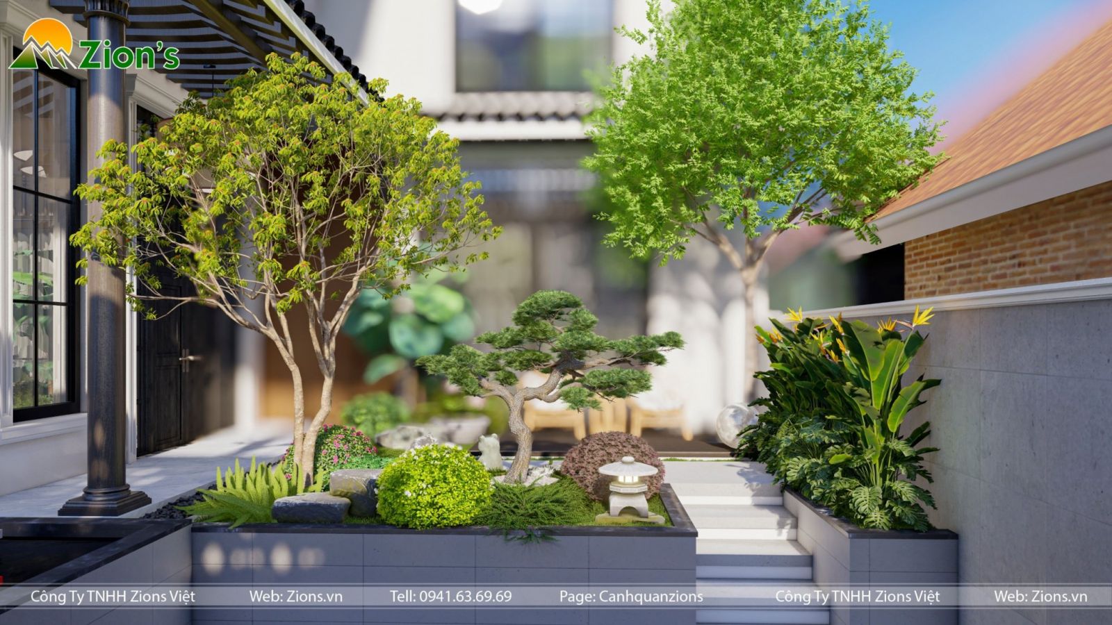 Thiết kế sân vườn nhiệt đới tại hà nội - zion's 